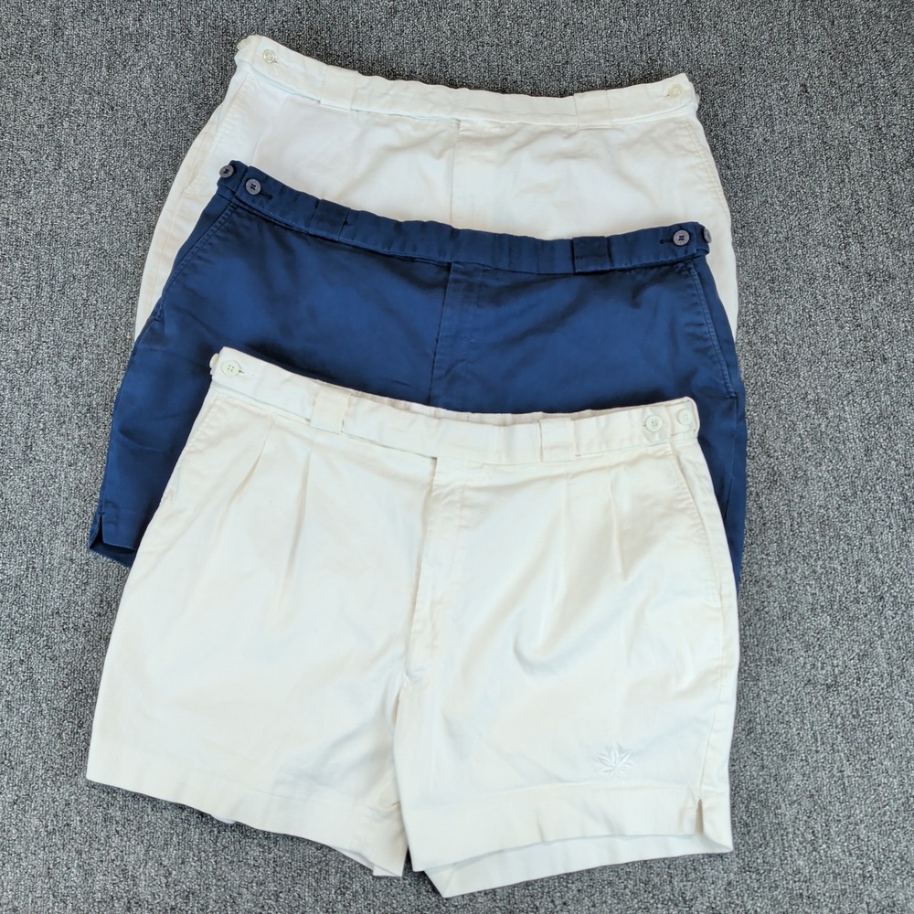 Boast Tennis Shorts Lot of 3 Size 42 Mens White Navy Blue Embroidered Logo Retro